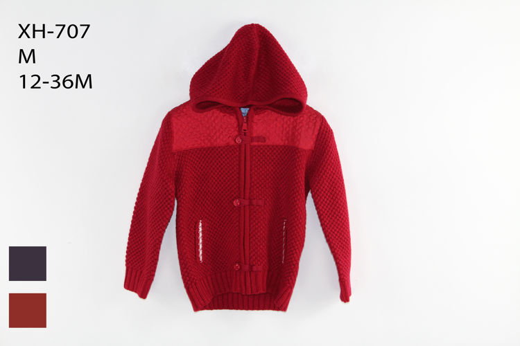 Picture of XH707 BOYS WOOL HOODY ZIP UP WITH BUTTONS